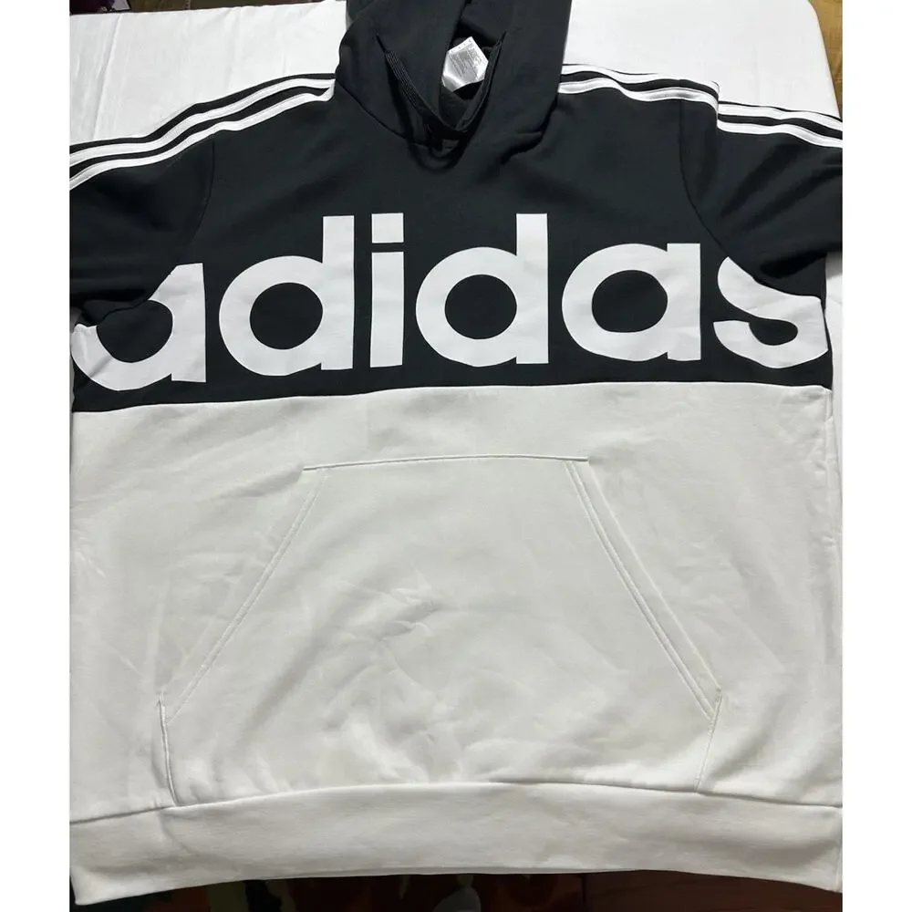 Adidas Big Spellout Colorblock Black & White Pullover Hoodie Sweatshirt 2XL NWT - Picture 5 of 10